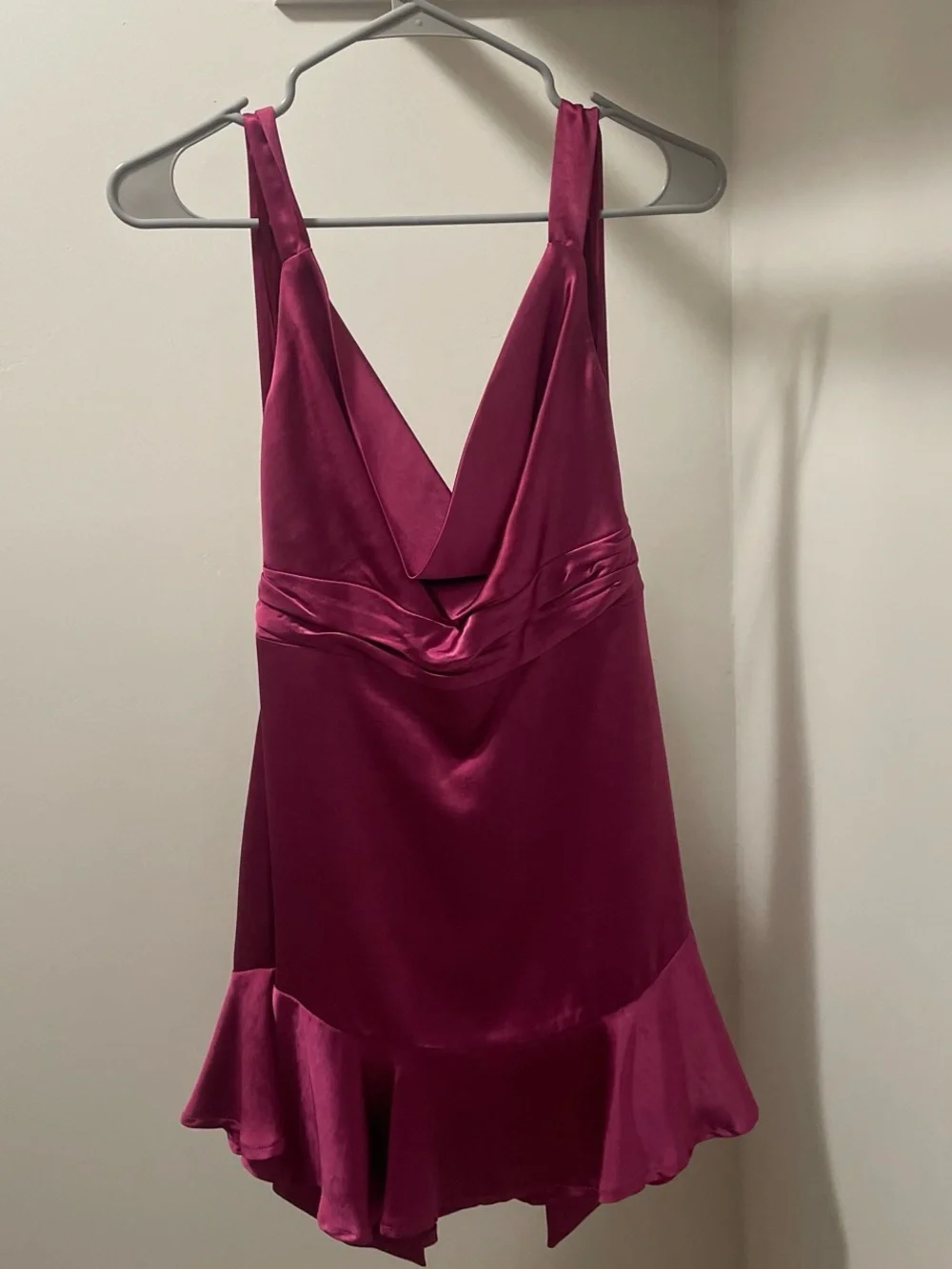 Purple/Pink Halter Mini Dress with Flounce Hem